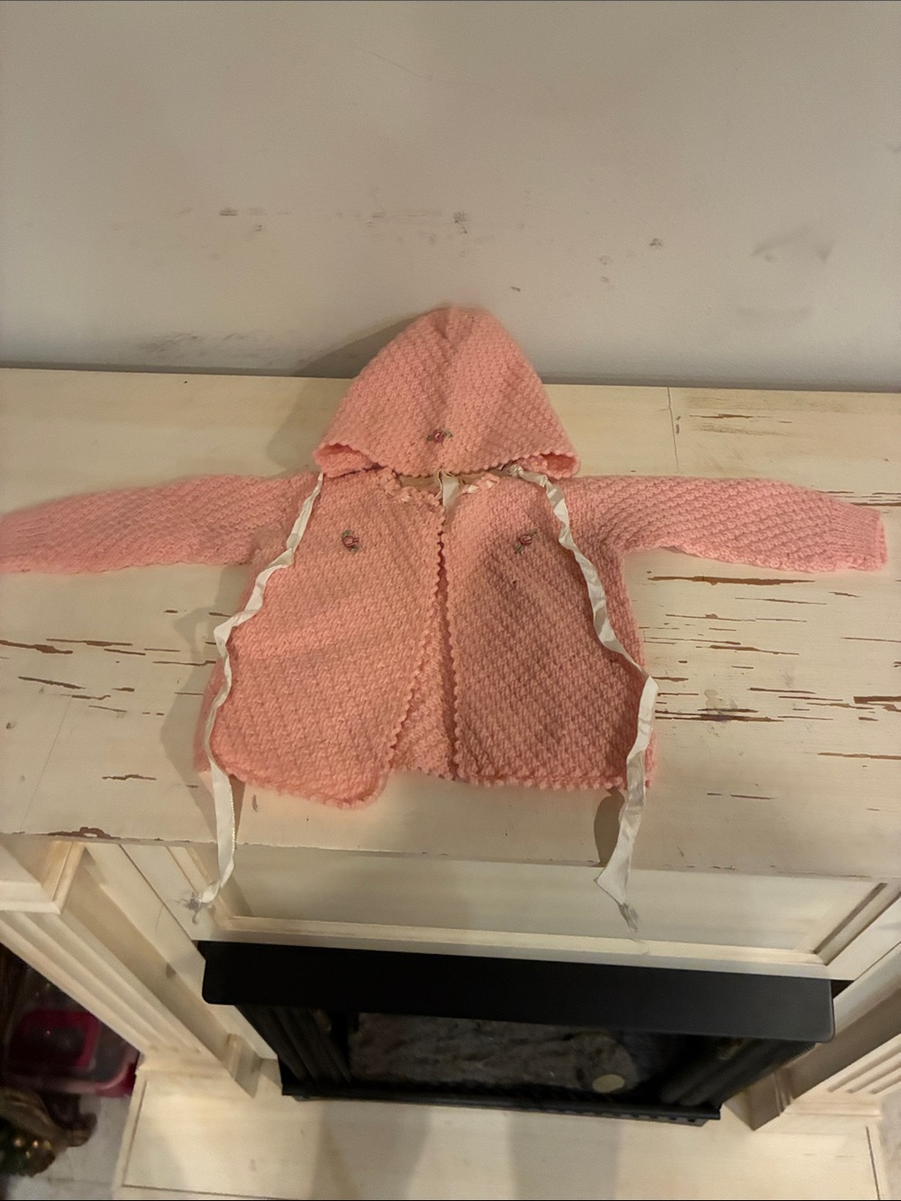 Pink Baby Cardigan Handmade with Bonnet